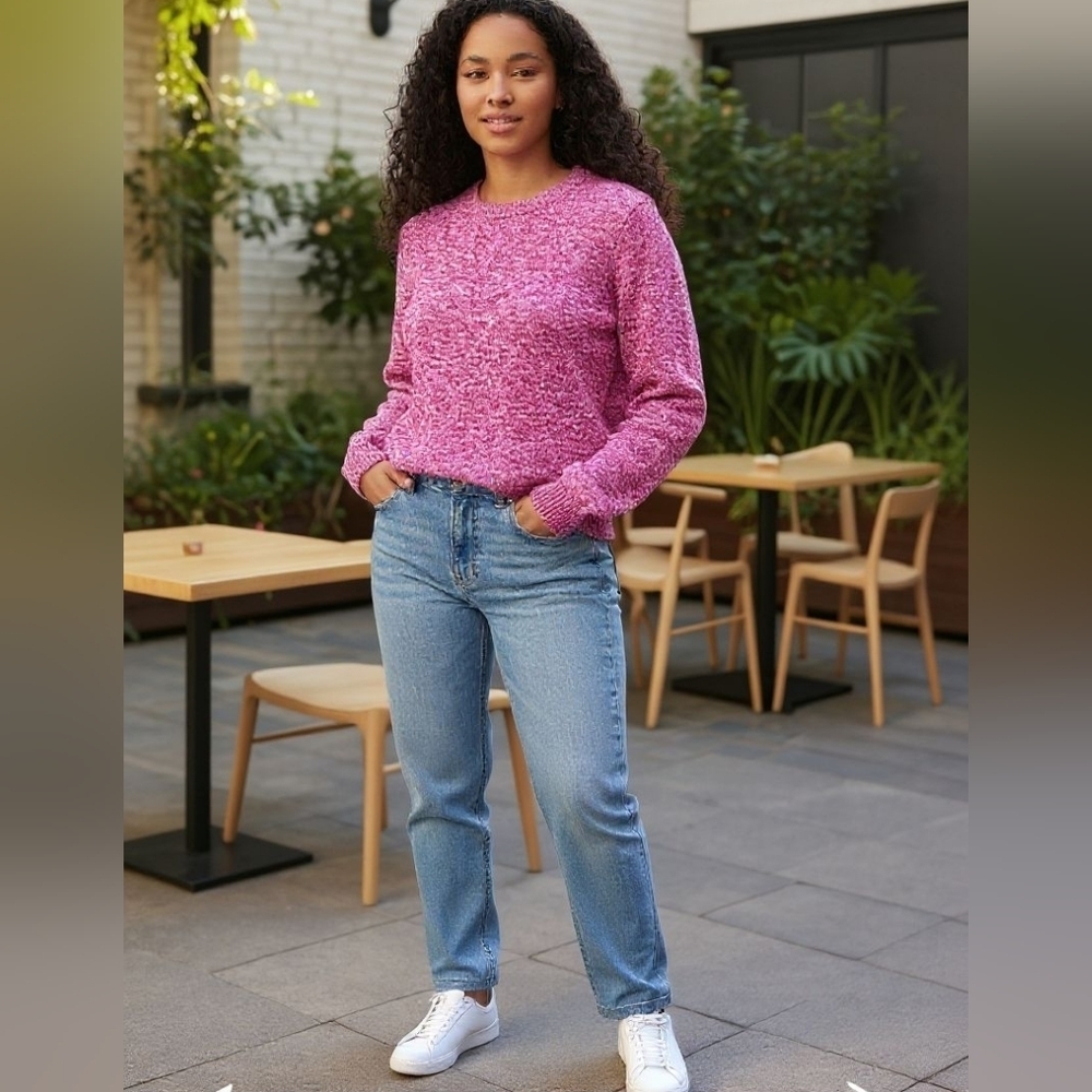 Croft & Barrow Womens Pink camo longsleeve  sweater M/L